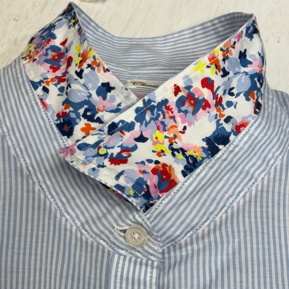 Joules Classic Fit Button Down Shirt Blue White Stripe 14 Cotton Collared - Picture 4 of 7